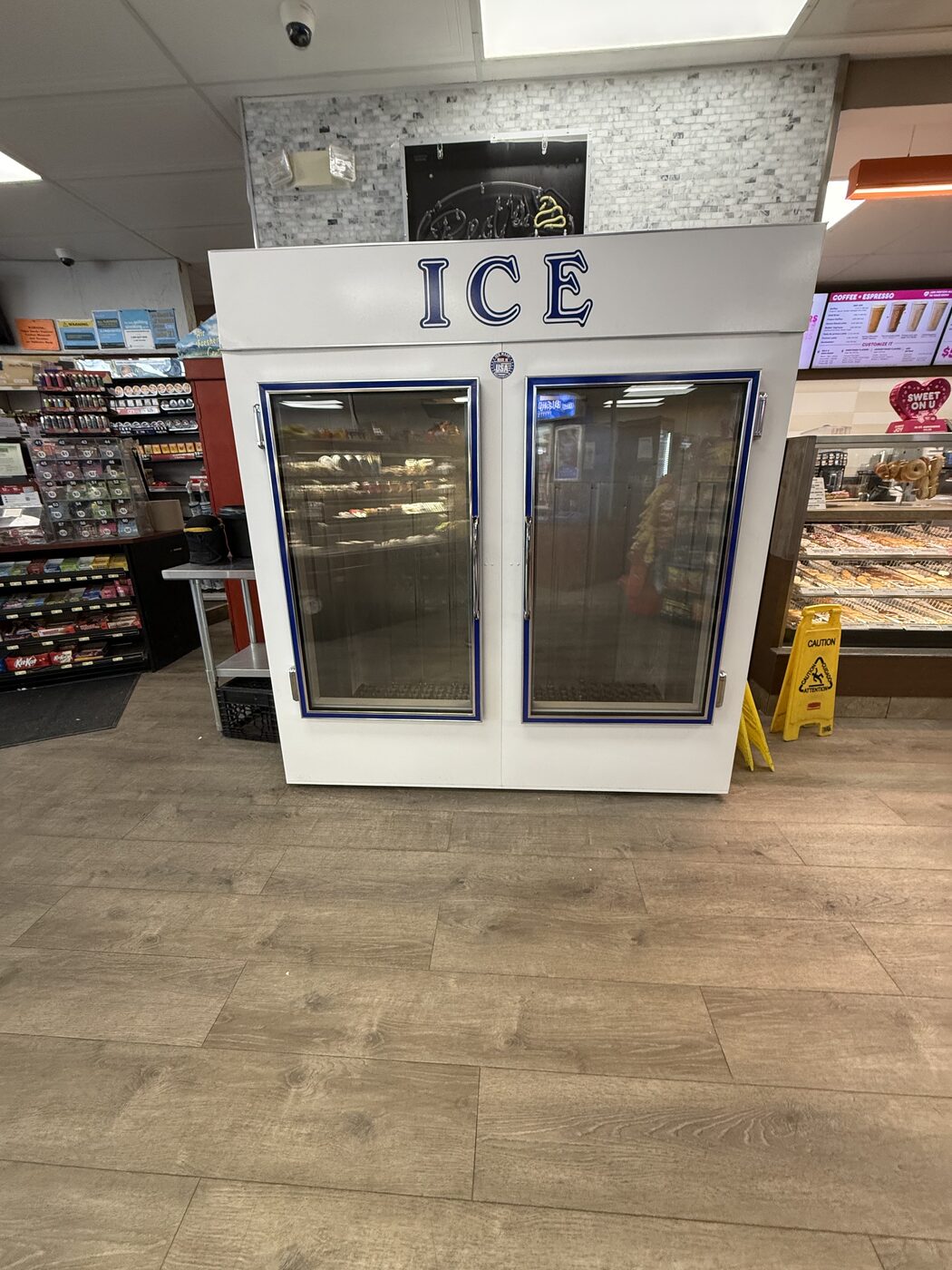 Two-door glass-front ICE merchandiser freezer in a convenience store