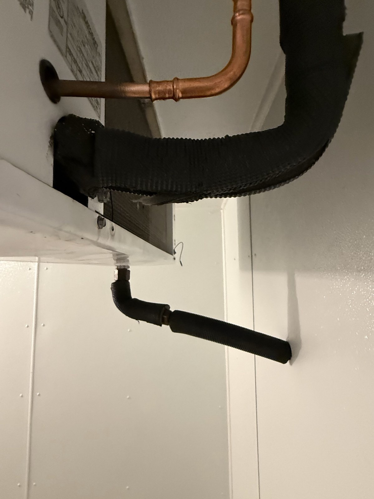 Copper piping and insulated lines in walk-in unit — walk-in cooler repair, Armus Refrigeration (MA & RI)